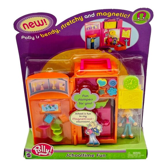 Polly Pocket Doll Set School Time Fun New Stamps Magnets New Sealed Vintage 2003 - Picture 1 of 8
